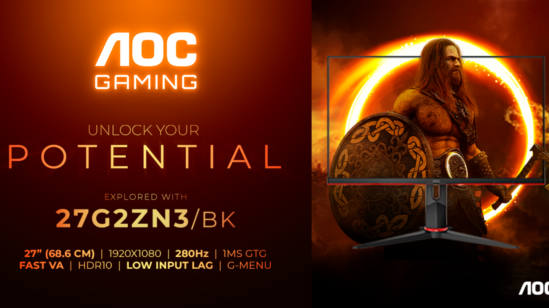 AOC presenta AOC GAMING 27G2ZN3/BK: 280 Hz e prestazioni reattive per vincere