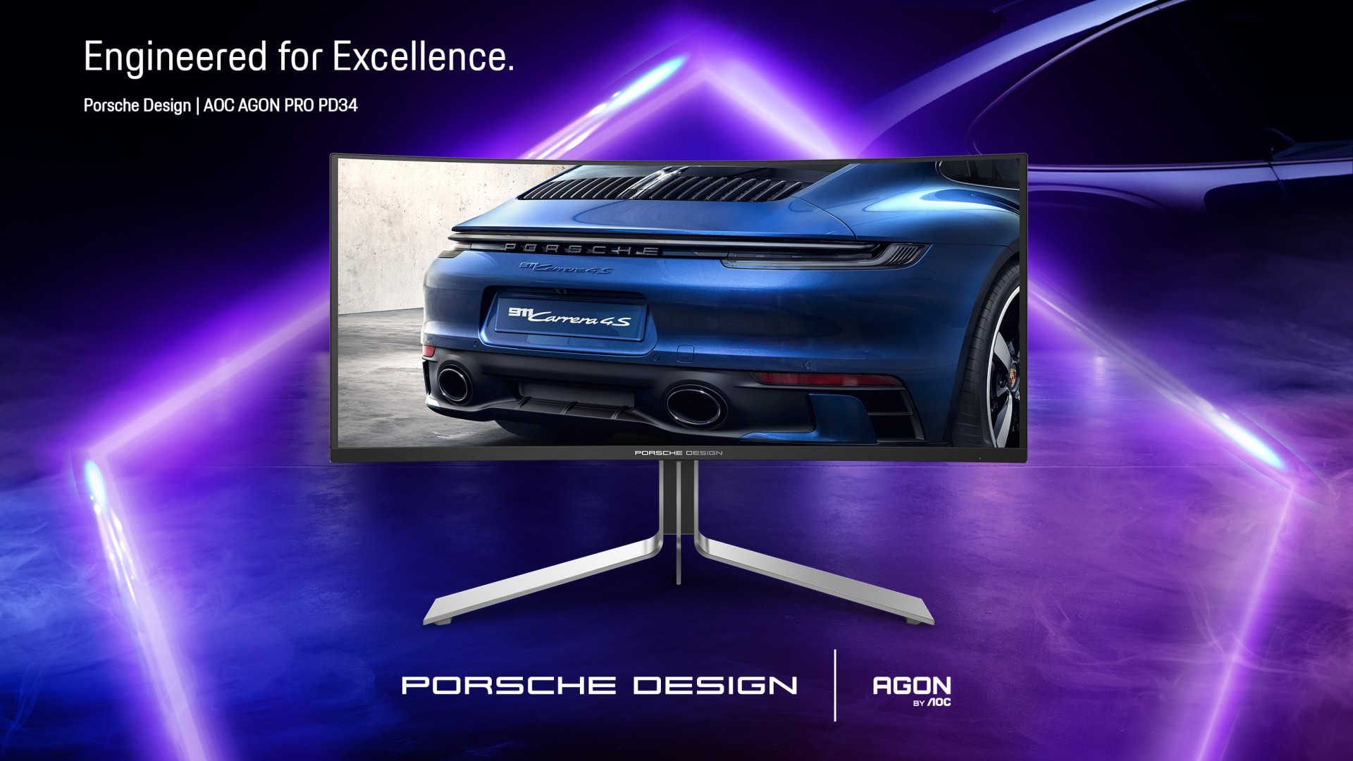  Porsche Design e AGON by AOC presentano il monitor da gaming curvo QD-OLED PD34